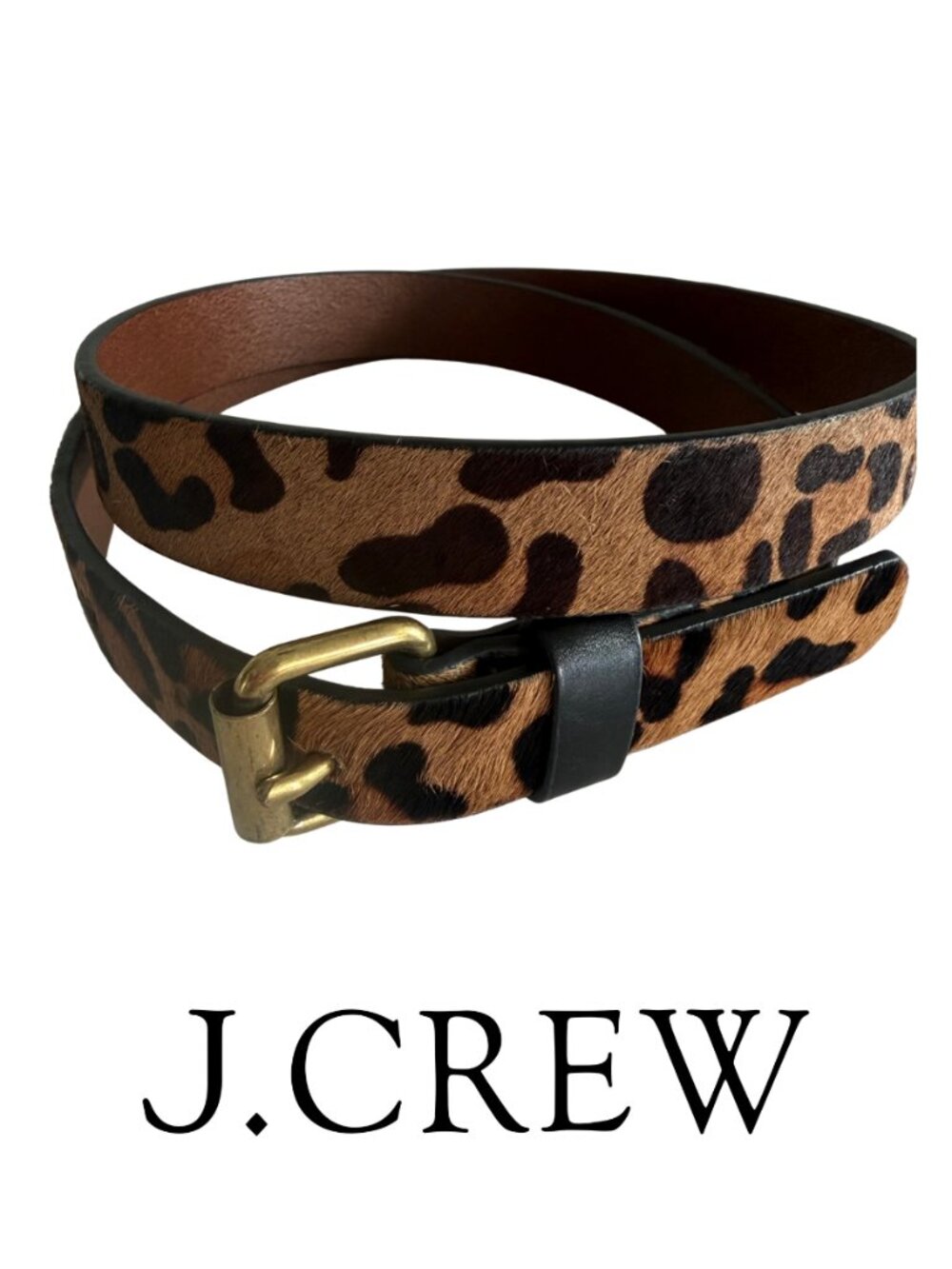 J Crew Calf Hair Belt (brass buckle) Brown with Black Size Large